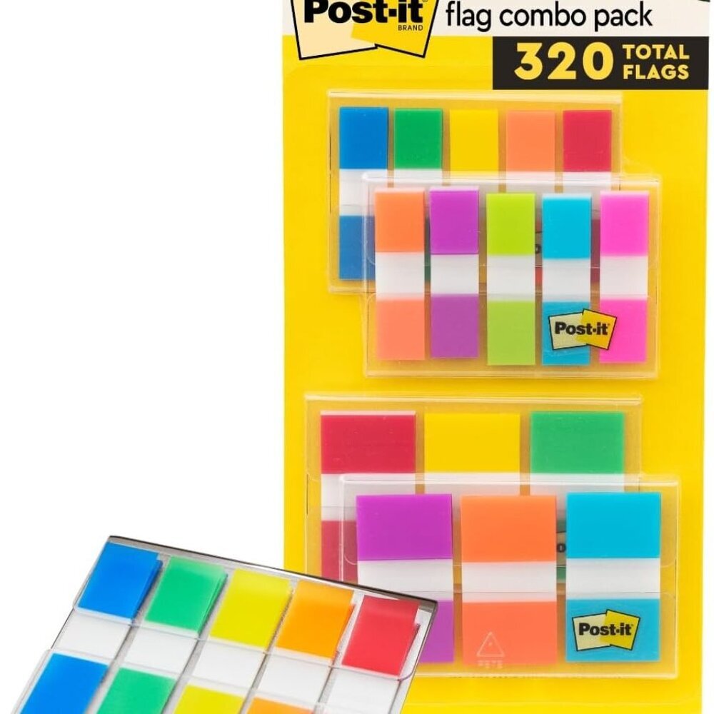 Flags Combo Pack, 4 On-The-Go Dispensers/Pack, 120 .94 in Wide and 200 .47 in Wi